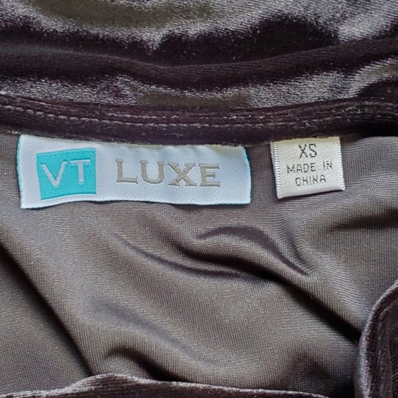LUXE Velvet Look Drape Neck Dress Up or Down Career Top Size XS - Picture 5 of 6